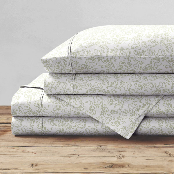 Armes 144 Thread Count Floral 100 Cotton Sheet Set & Reviews Birch Lane